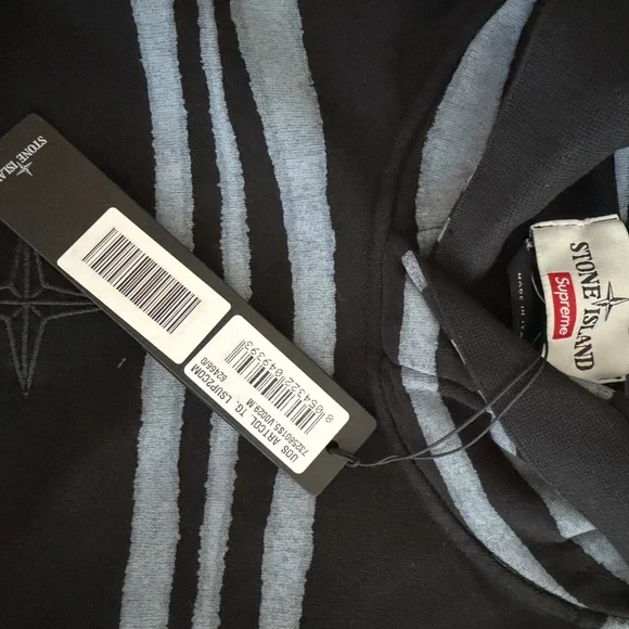 Stone Island Supreme Black and Gray Striped Sweatshirt